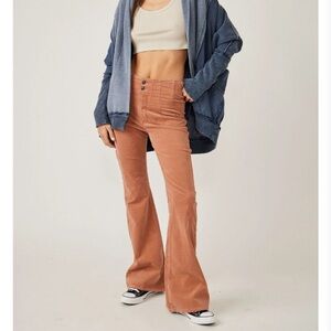 Free People Jayde Cord Flare Jeans in Sunburn NWOT